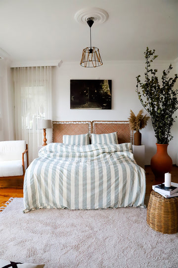 Bettwäsche-Set für Doppelbett aus Baumwolle, bügelfrei, garngefärbt