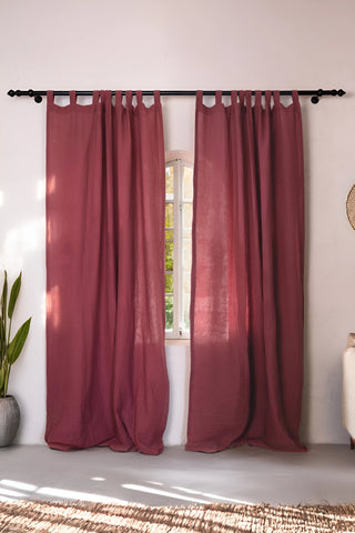 Bordo 2 kat müslin perde, yaşam alanında – el dokuması, Denizli, VivaMaison