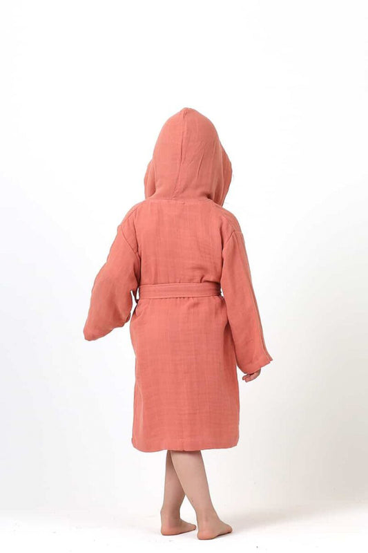 Muslin Baby Kids Solid Color Bathrobe, 100% Cotton 2 Layers 