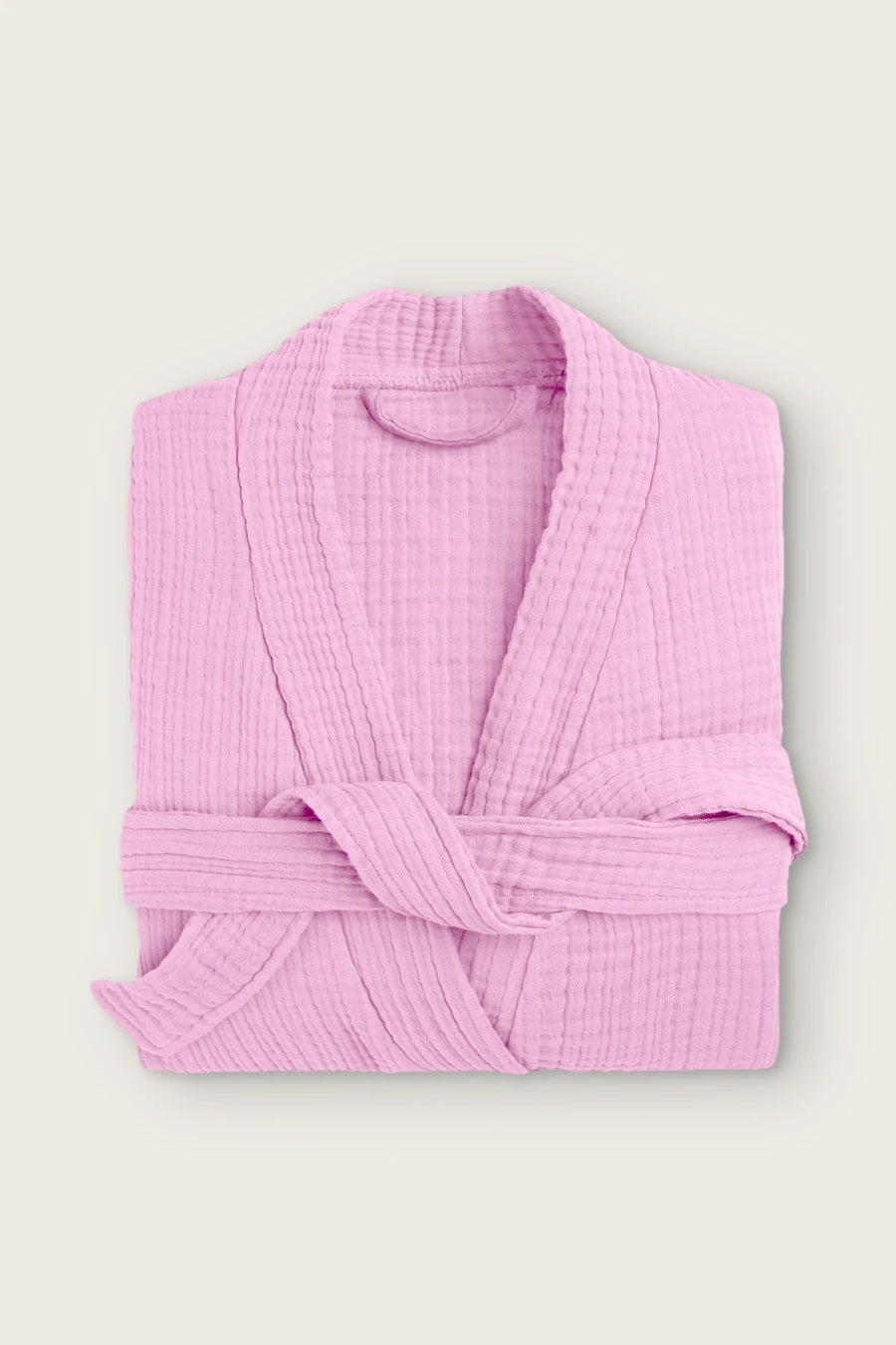 %100 Pamuk 4 Kat Müslin Kimono Bornoz | Düz Renk Yetişkin Bornoz - Pembe