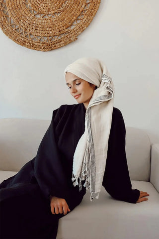 Siyah 4 kat müslin kimono bornoz, ön tam boy – %100 Denizli pamuğu, OEKO-TEX, VivaMaison