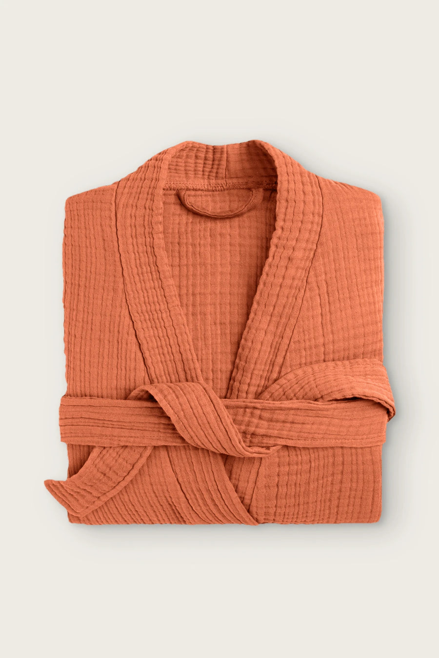 %100 Pamuk 4 Kat Müslin Kimono Bornoz | Düz Renk Yetişkin Bornoz - Terracotta