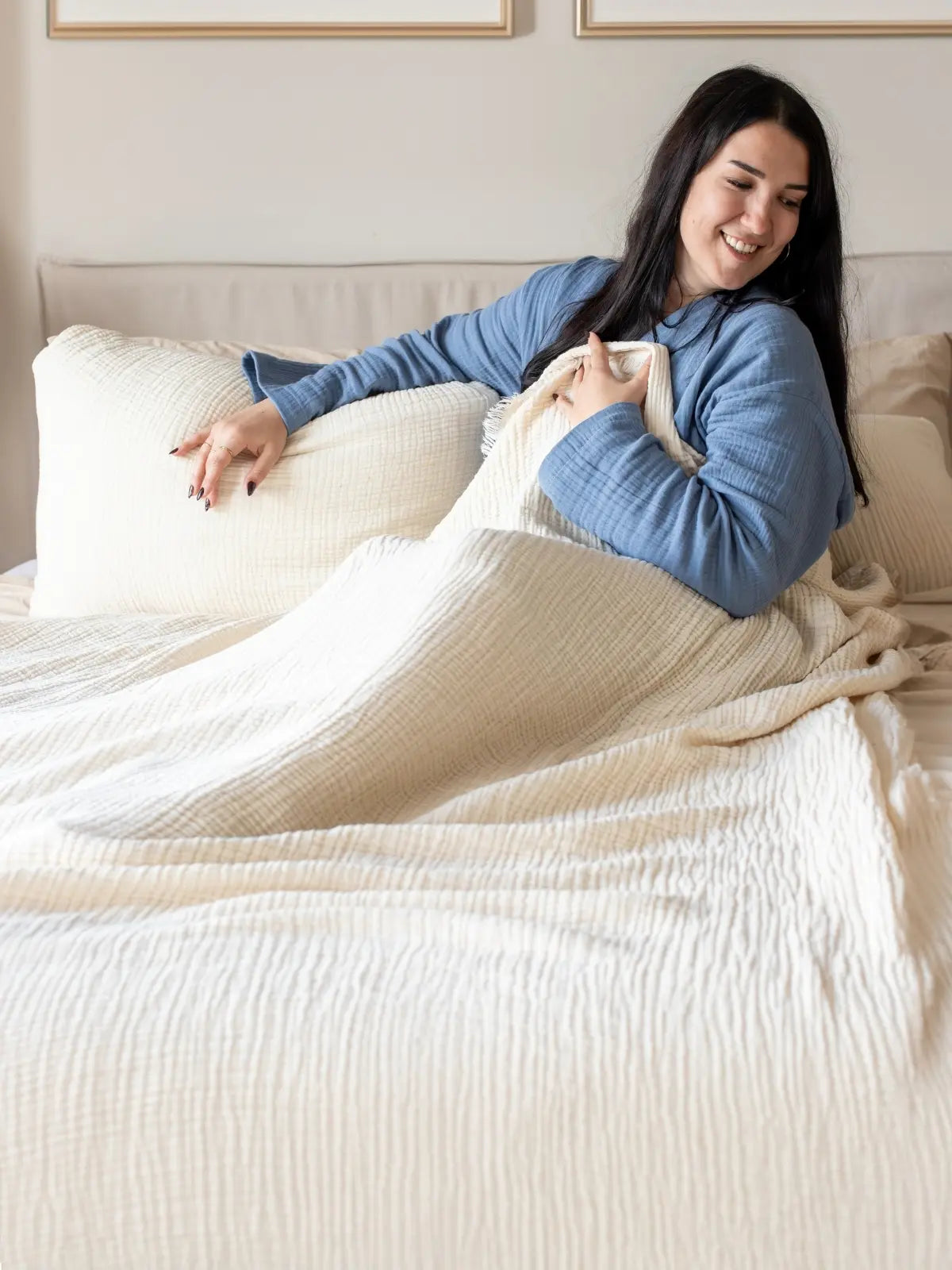 Natural 4 kat muslin pike dalgalı döküm görünümü