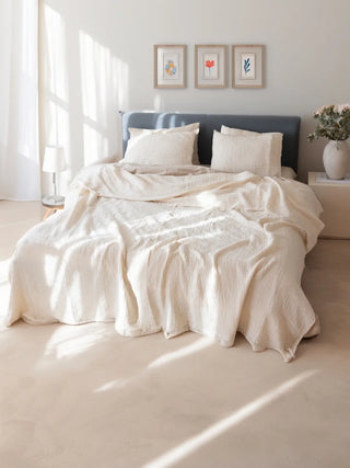 Natural muslin pike yastık ile uyumlu görünüm