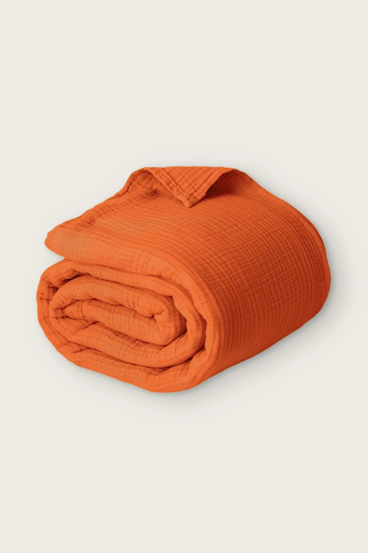 4 kat müslin yatak örtüsü, Terracotta, rulo ön görünüm