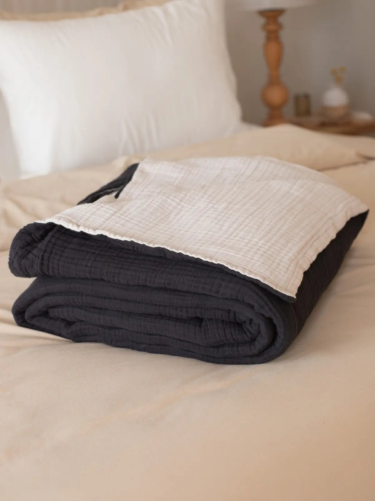 8 kat muslin yatak örtüsü yastık ile uyumlu kombinasyon