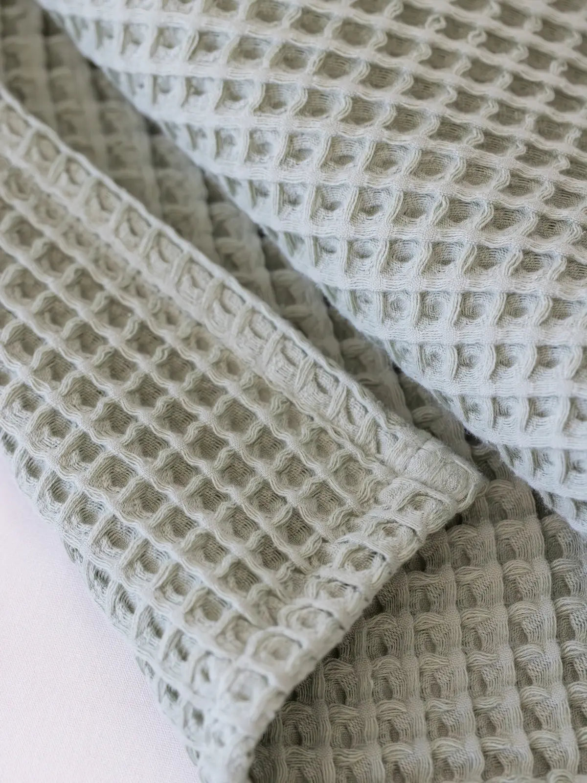 Adaçayı yeşili waffle havlu dokuma yapılanması emicilik detayı