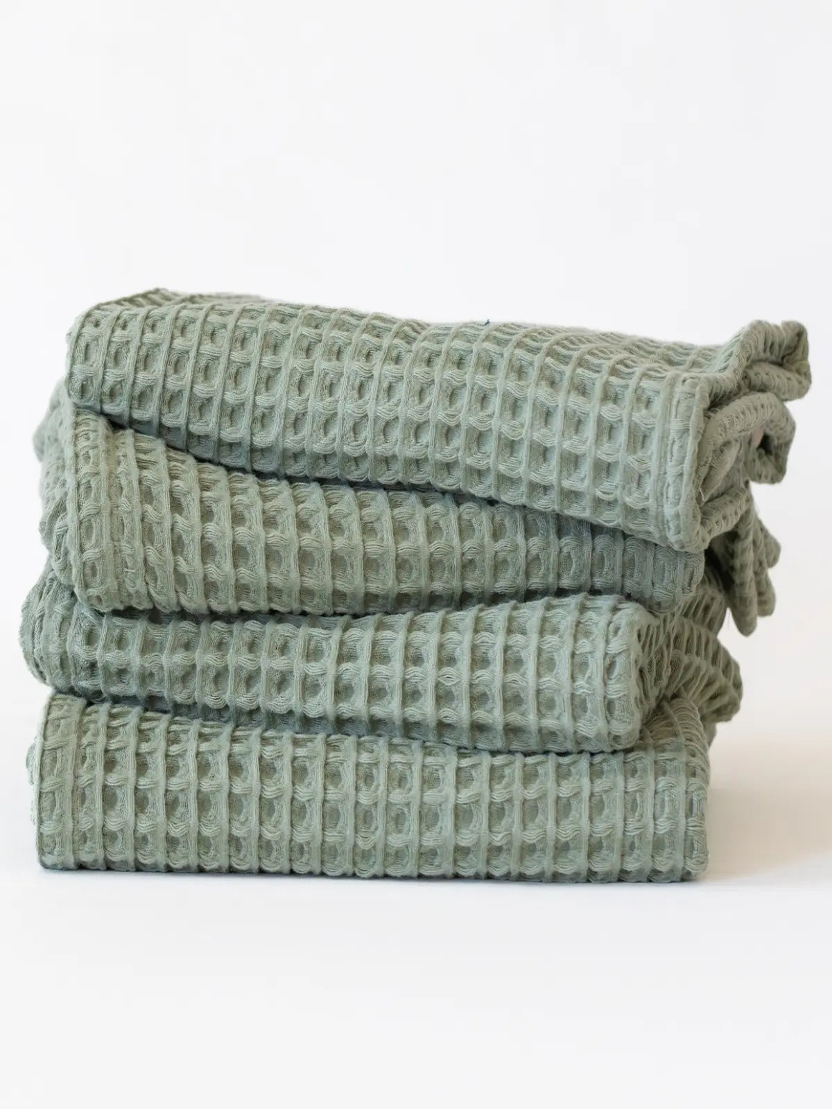 Adaçayı yeşili waffle havlu seti tüm parçalar bir arada