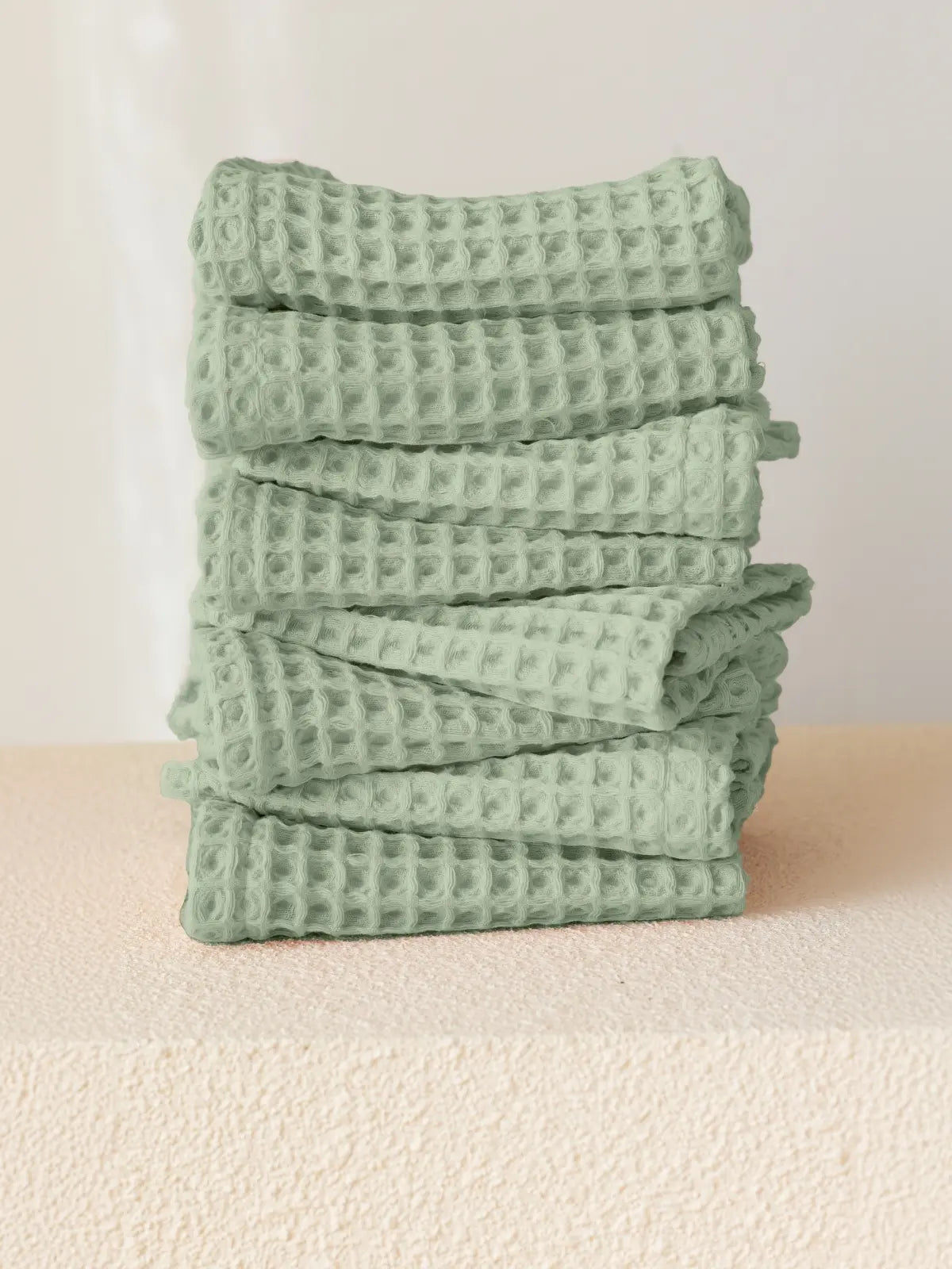 Adaçayı yeşili yüz havlusu washcloth 37x37 cm waffle dokuma