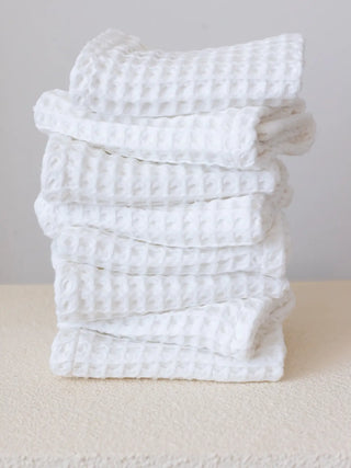 Beyaz yüz havlusu washcloth 37x37 cm waffle dokumalı