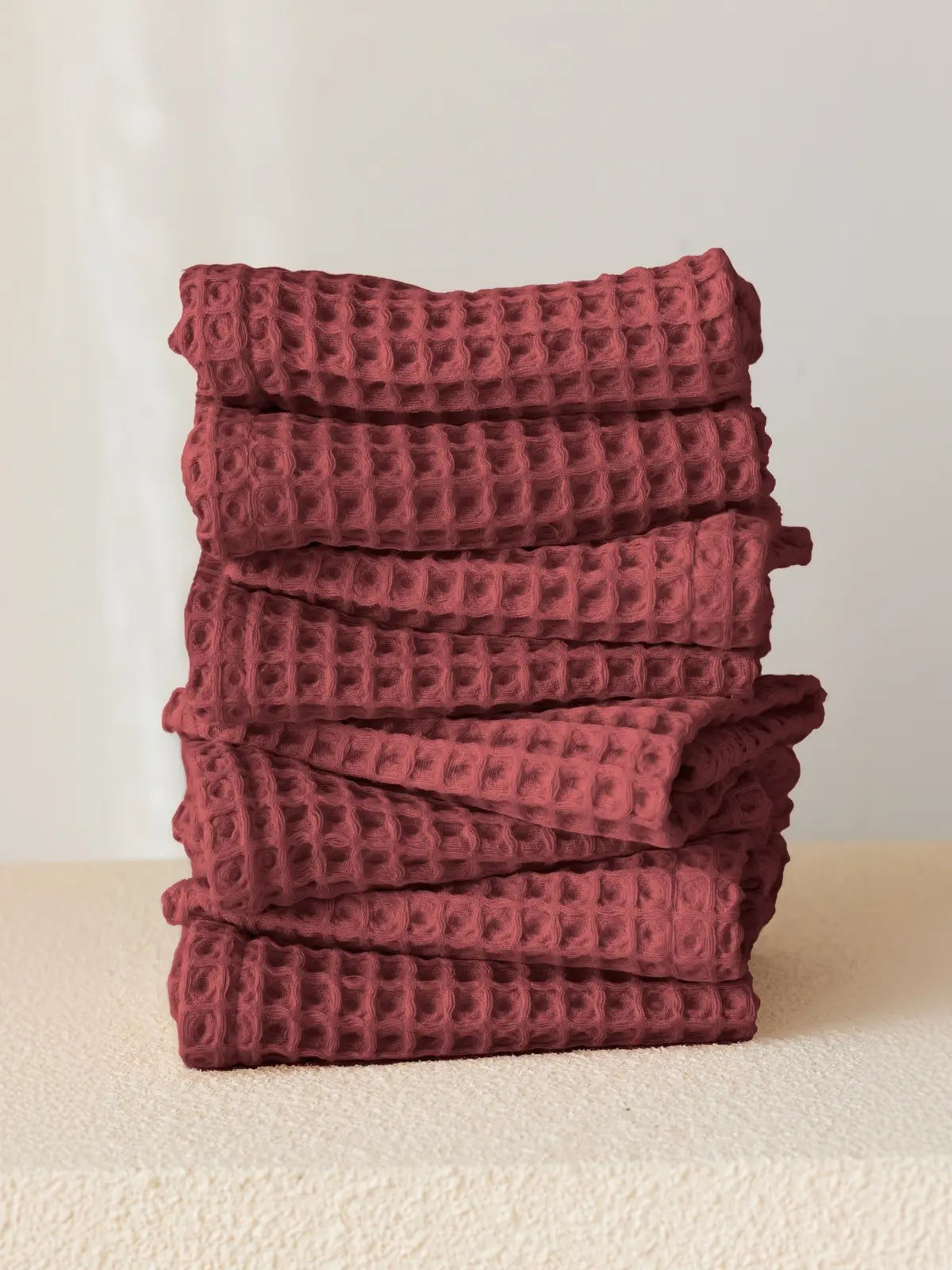 Bordo washcloth yüz havlusu 37x37 cm waffle dokumalı