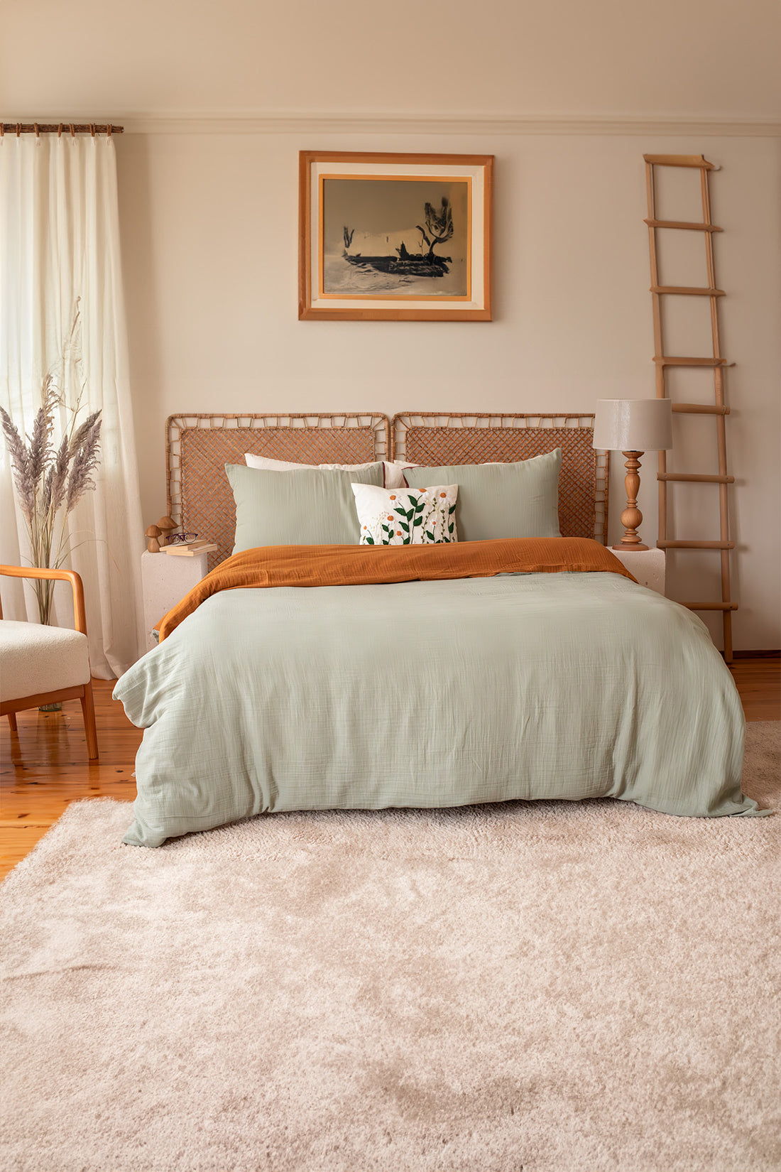 Doppeltes 2-lagiges Musselin-Bettbezug-Set, wendbar, Baumwolle, weich, in verschiedenen Farben, 200 x 220 cm 