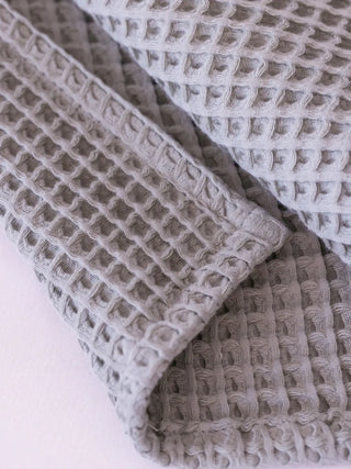 Gri waffle havlu petek doku yakından detay çekim