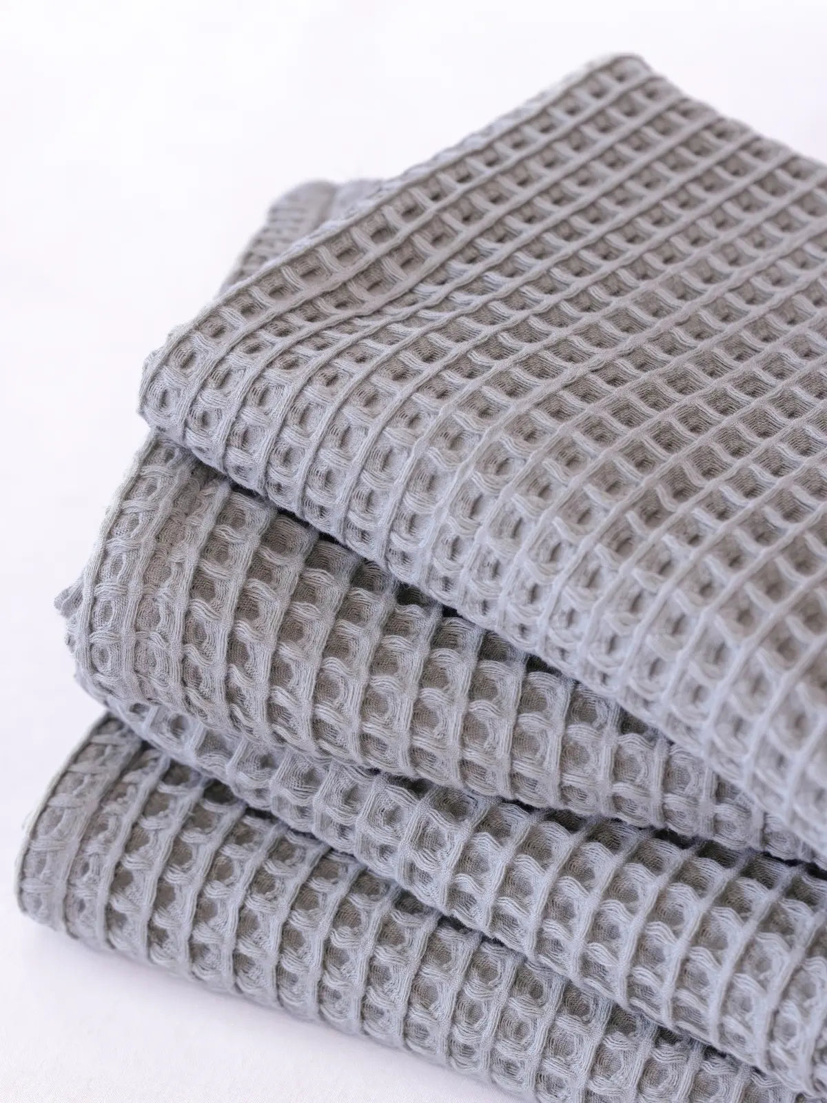Gri waffle havlu seti bütün parçalar eksiksiz