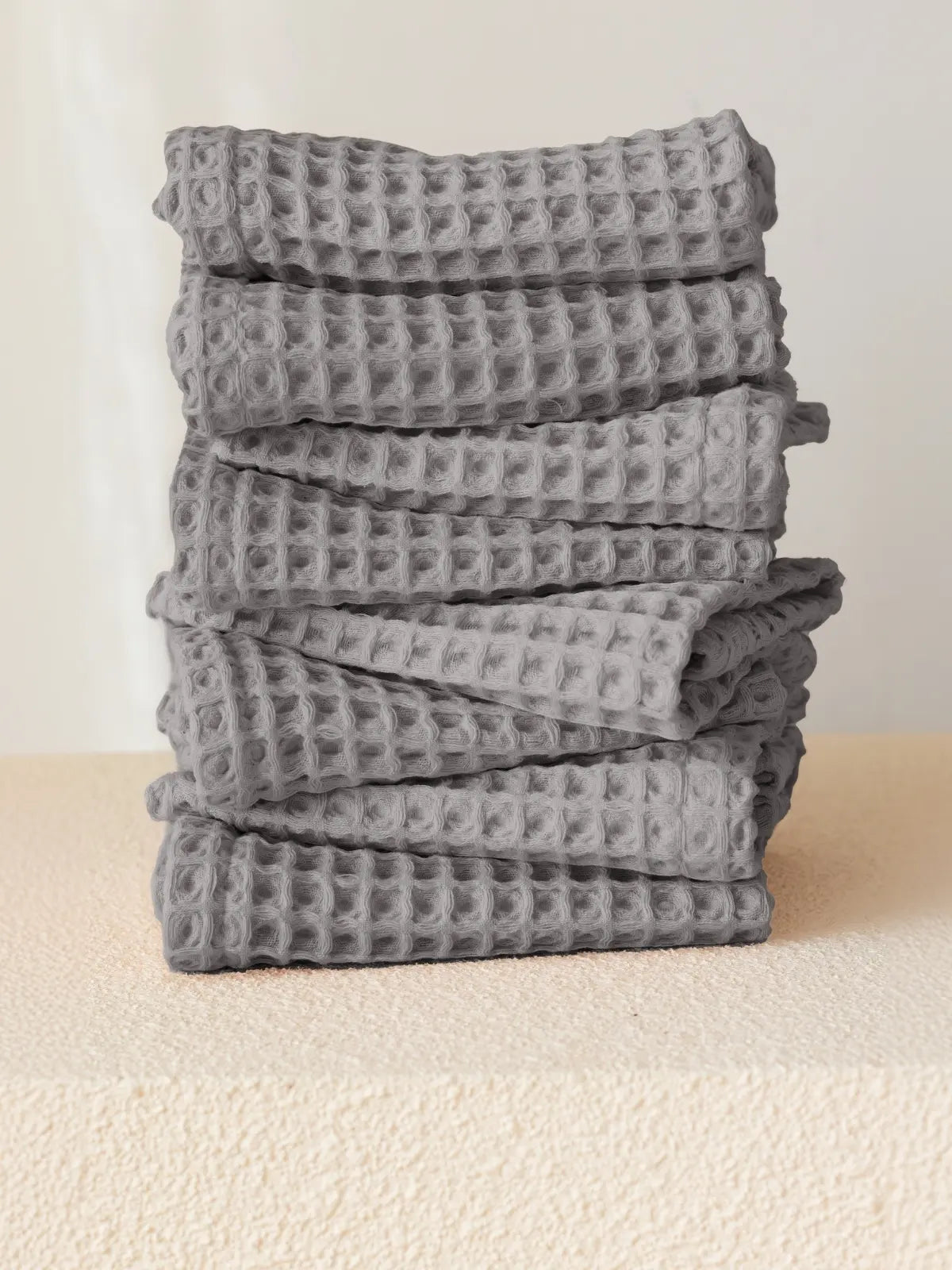 Gri washcloth yüz havlusu 37x37 cm petek dokumalı