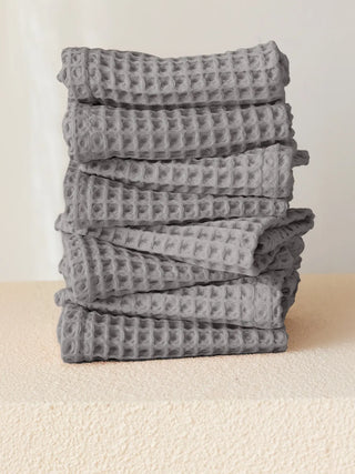 Gri washcloth yüz havlusu 37x37 cm petek dokumalı