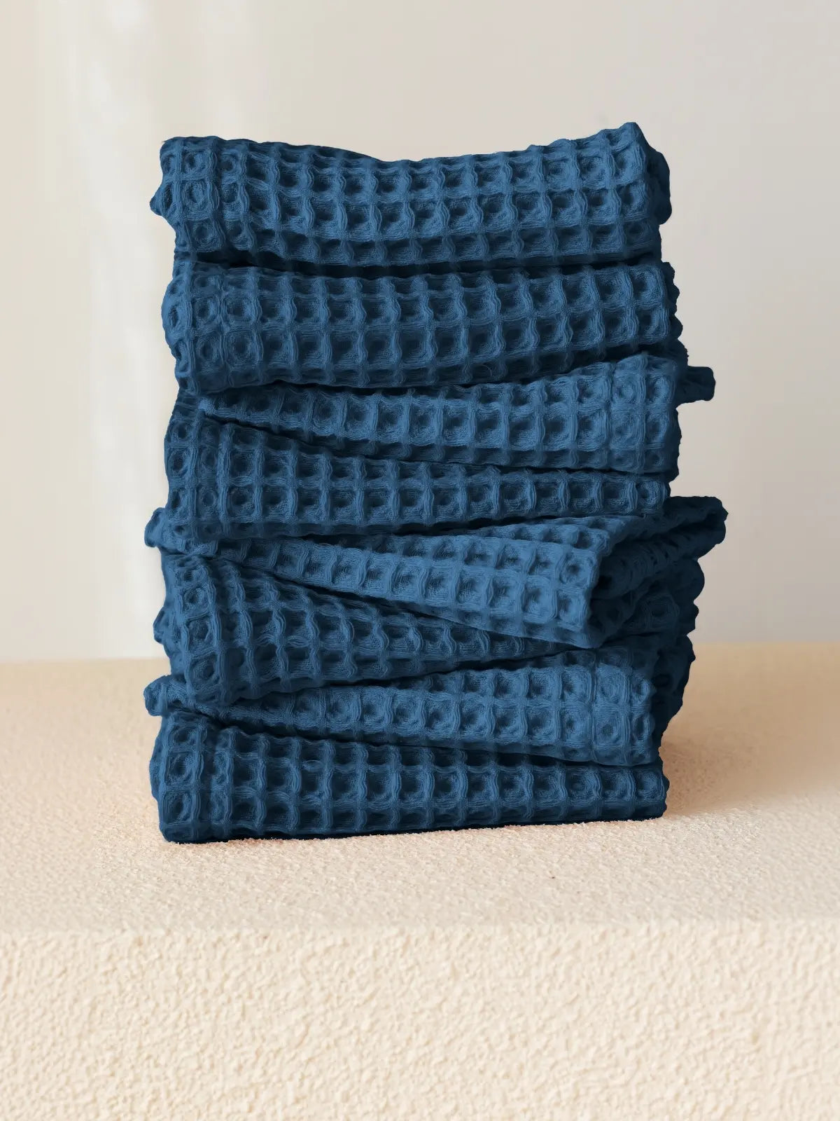 İndigo mavi washcloth 37x37 cm yüz havlusu waffle