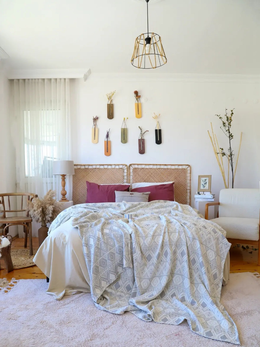 Cotton desenli jakarlı muslin yatak örtüsü pamuk bitkisi dokuma detayı