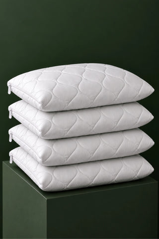 Beyaz kapitone yastık alezi 4'lü paket, dört yastık koruyucu üst üste – 50x70 cm, VivaMaison