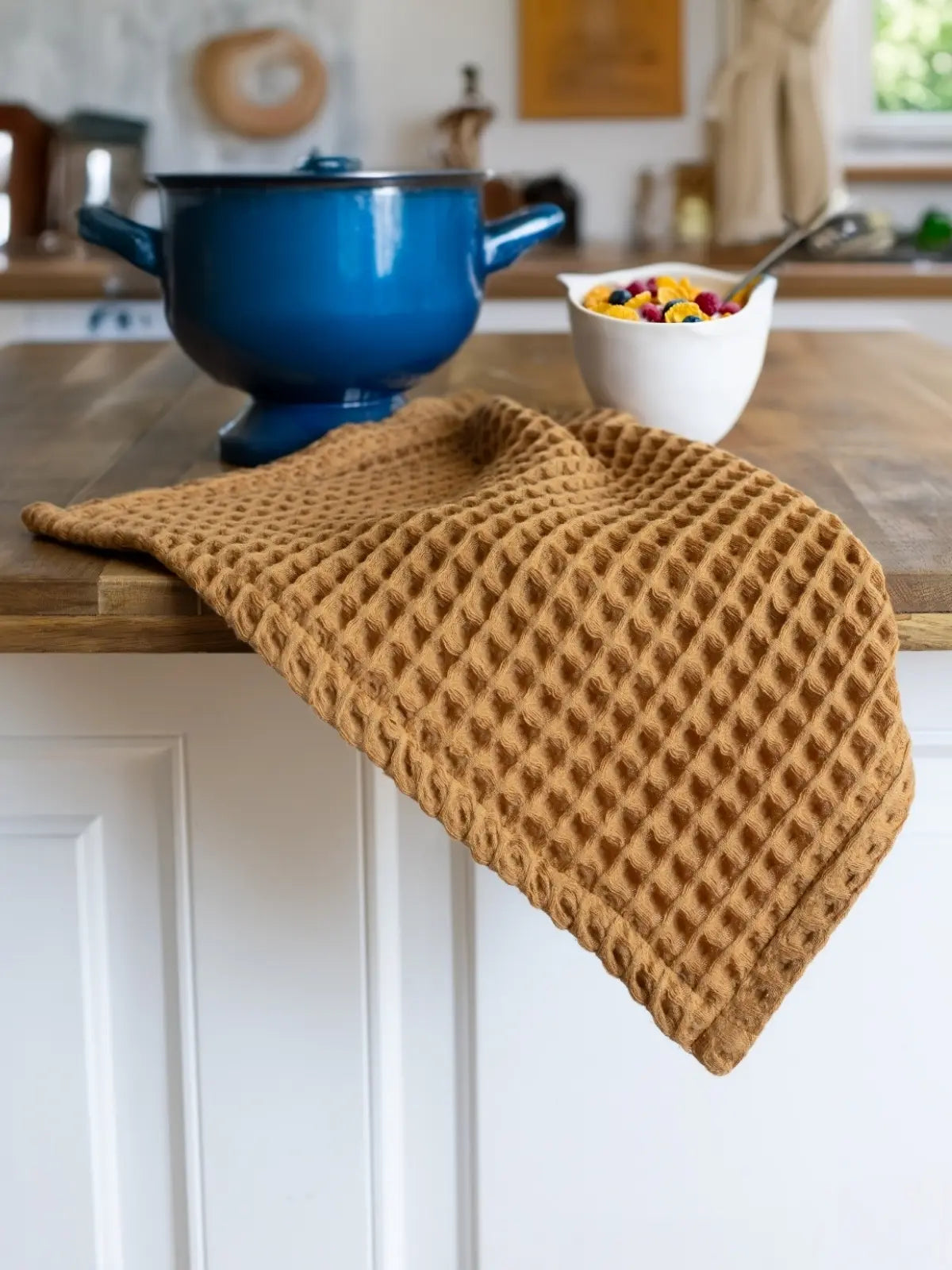 Karamel waffle havlu zengin ton ve renk derinliği