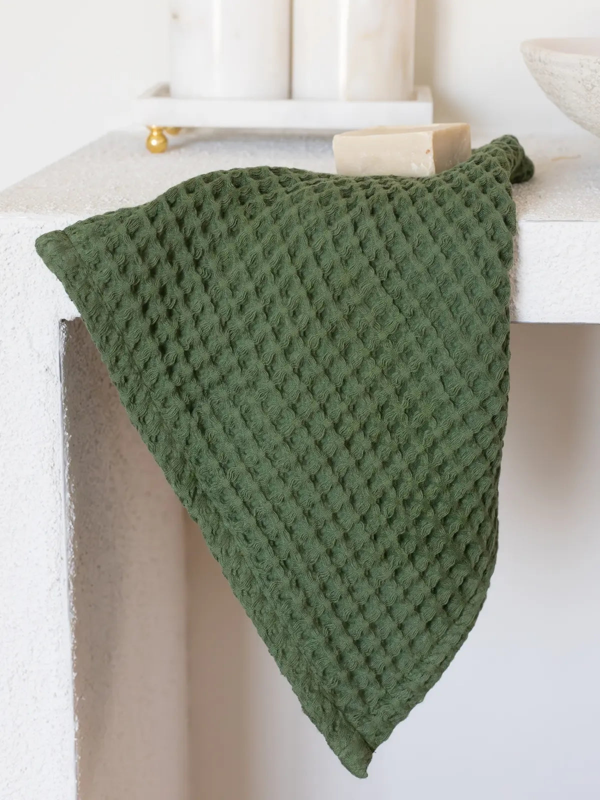 Koyu yeşil havlu seti lüks detay ve kalite