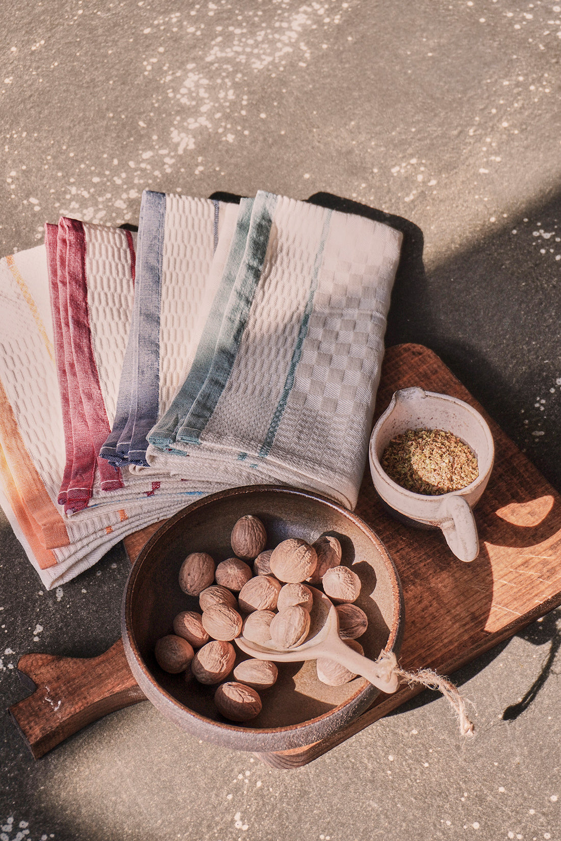 Cotton Set of 4 Cream Checkered Colored Bias Kitchen Towels, Tea Towels, Napkins 40x40 cm 