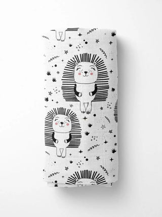 Kirpi desenli %100 pamuk muslin bebek çocuk panço dürülmüş görünüm