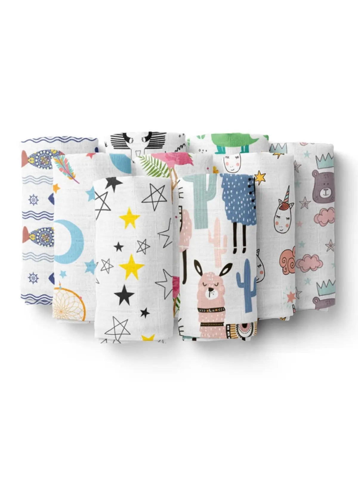 VivaMaison muslin bebek çocuk panço koleksiyonu tüm desenler dürülmüş görünüm