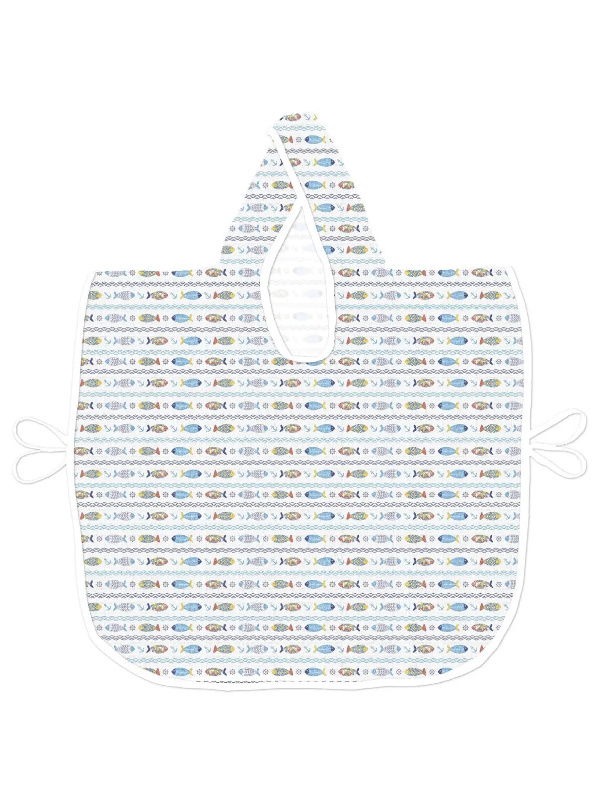 Marin denizci desenli muslin bebek panço açık halde beyaz zemin üzerinde