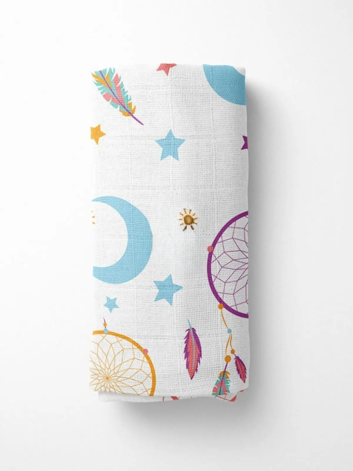 Mihrimah desenli %100 pamuk muslin bebek çocuk panço dürülmüş görünüm