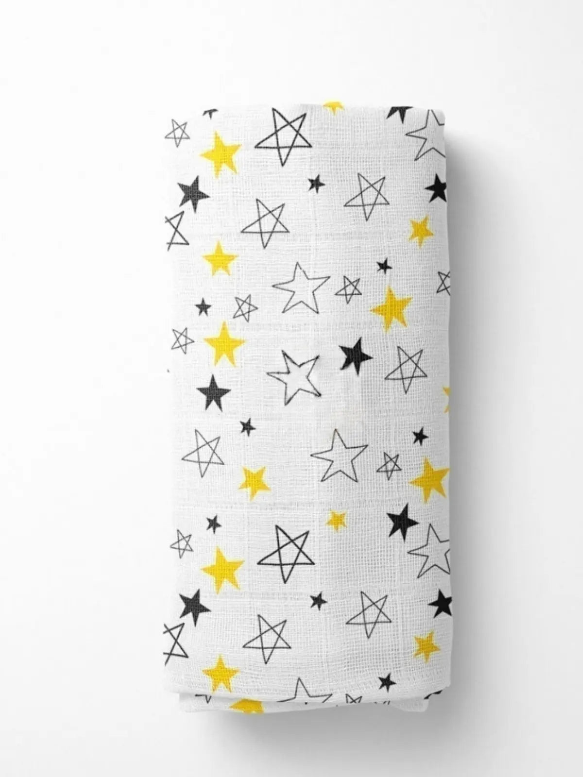Yıldız desenli muslin bebek çocuk panço dürülmüş görünüm