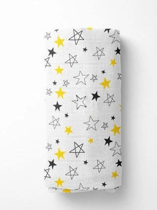 Yıldız desenli muslin bebek çocuk panço dürülmüş görünüm