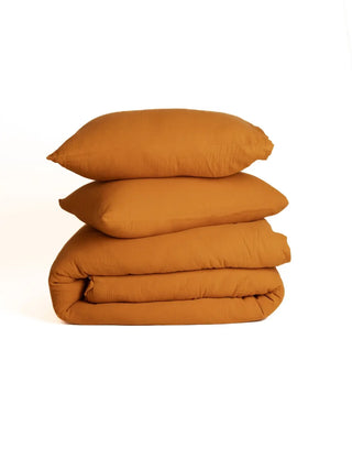 Karamel crinkle müslin nevresim takımı, set içeriği, nevresim ve yastık kılıfları – %100 pamuk, OEKO-TEX, VivaMaison
