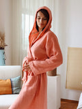 Terracotta %100 pamuk 2 kat muslin kapişonlu bornoz ön görünüm