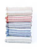 Pamuk muslin peştemal seti katlanmış renkli yığın görünümü