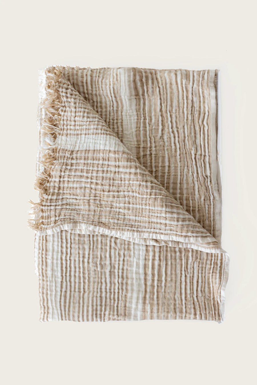 %100 Pamuk Müslin Blok Çizgili Peştemal | Plaj ve Hamam Peştemali 90×180 cm - Kahverengi Çizgili