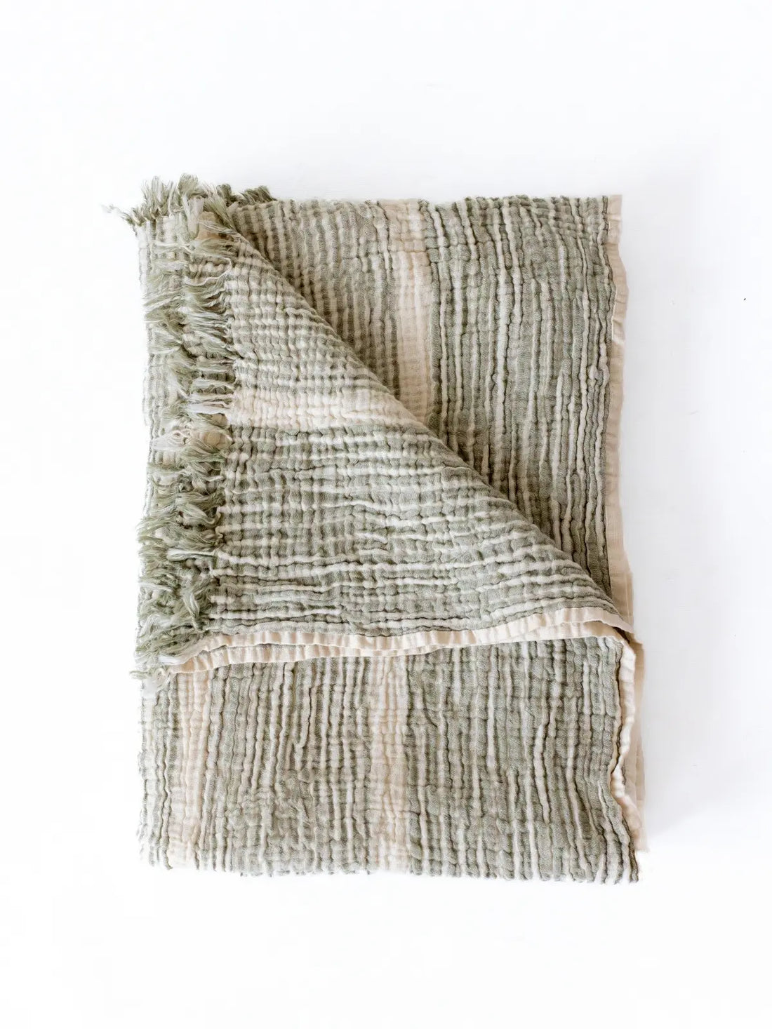 Mavi çizgili %100 pamuk muslin peştemal düz serili görünüm