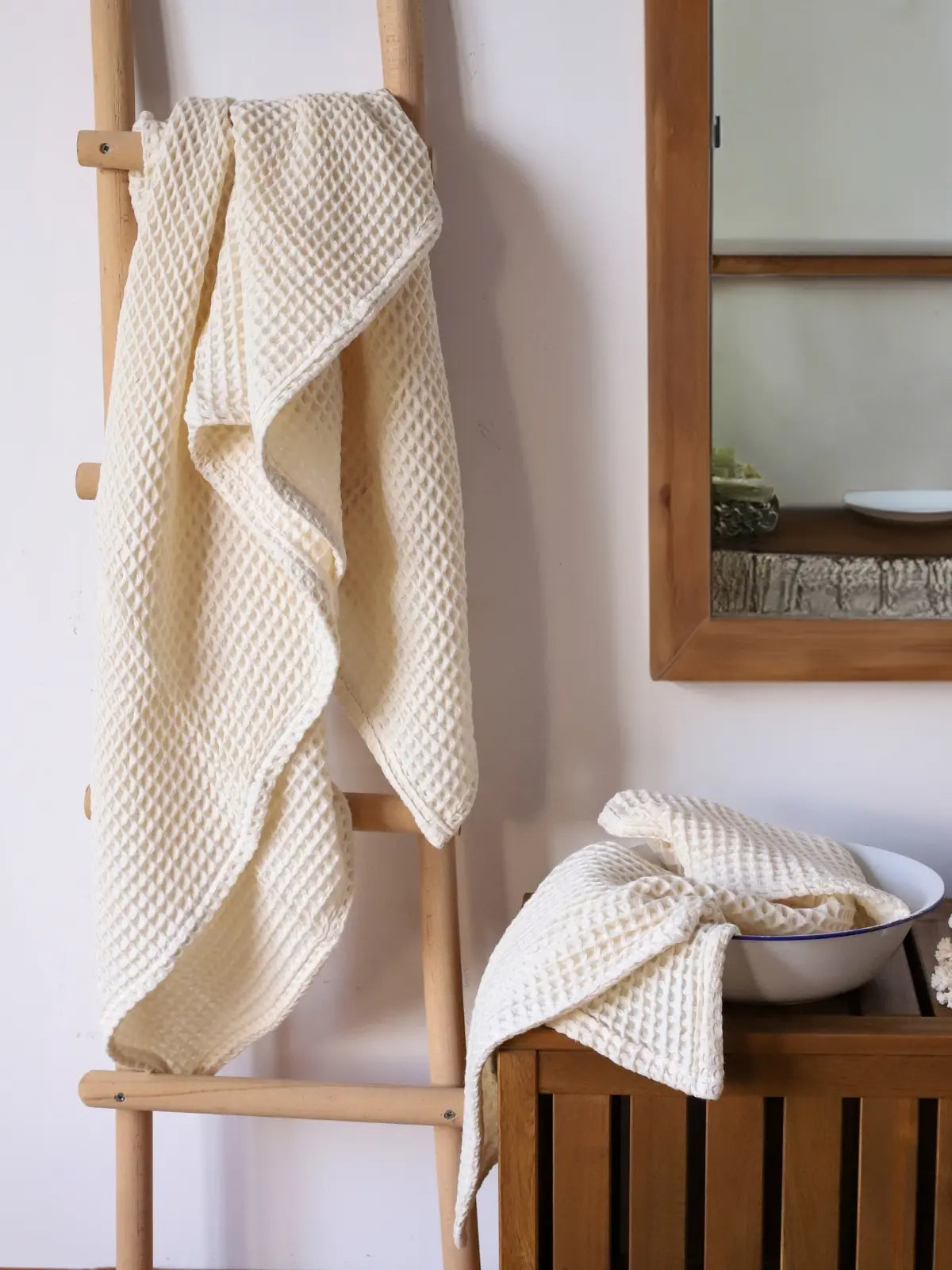 Natural waffle havlu organik dokuma yapısı detay