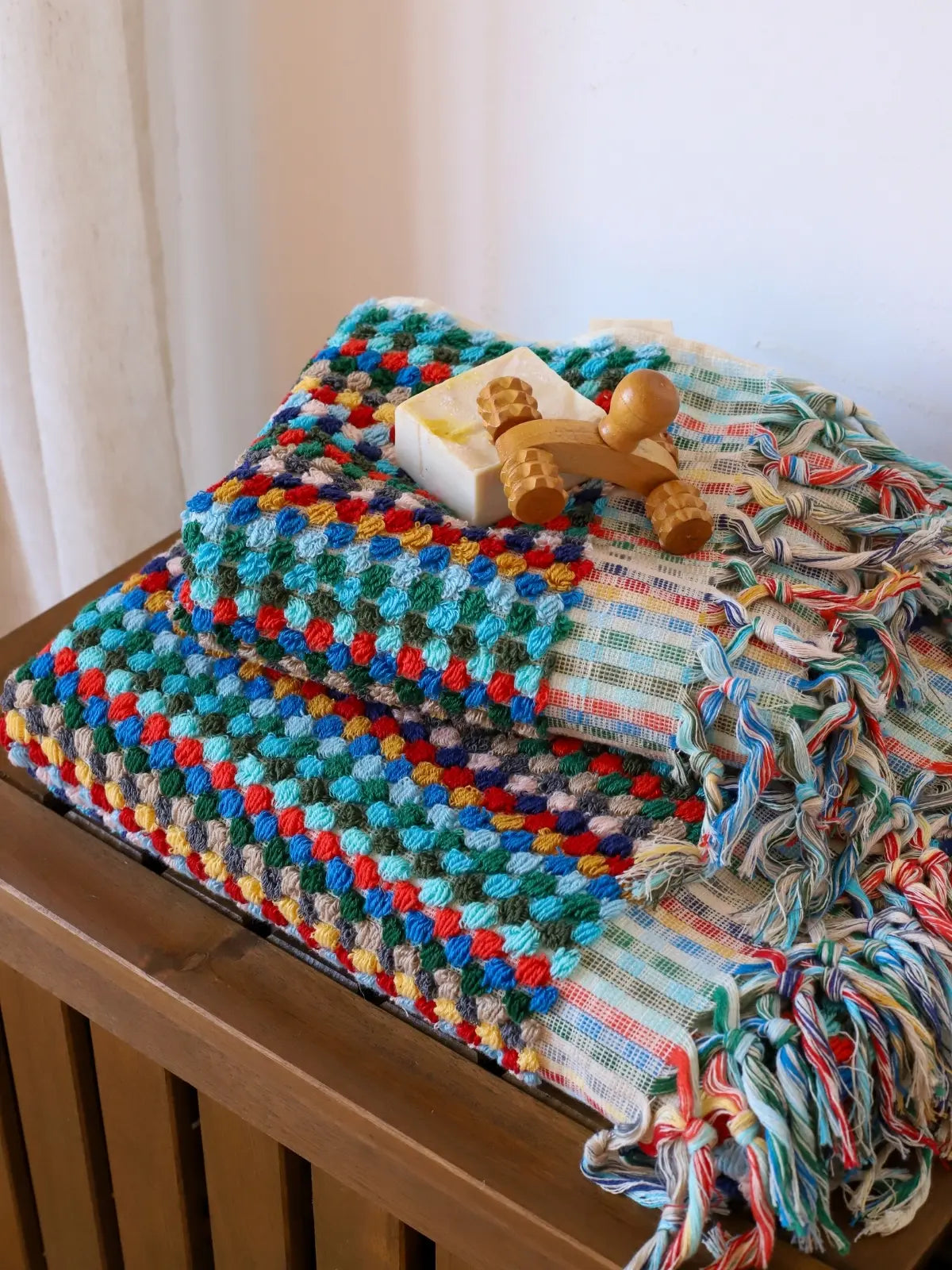 Gökkuşağı bubble havlu nohut kabarcık dokusu yakın çekim