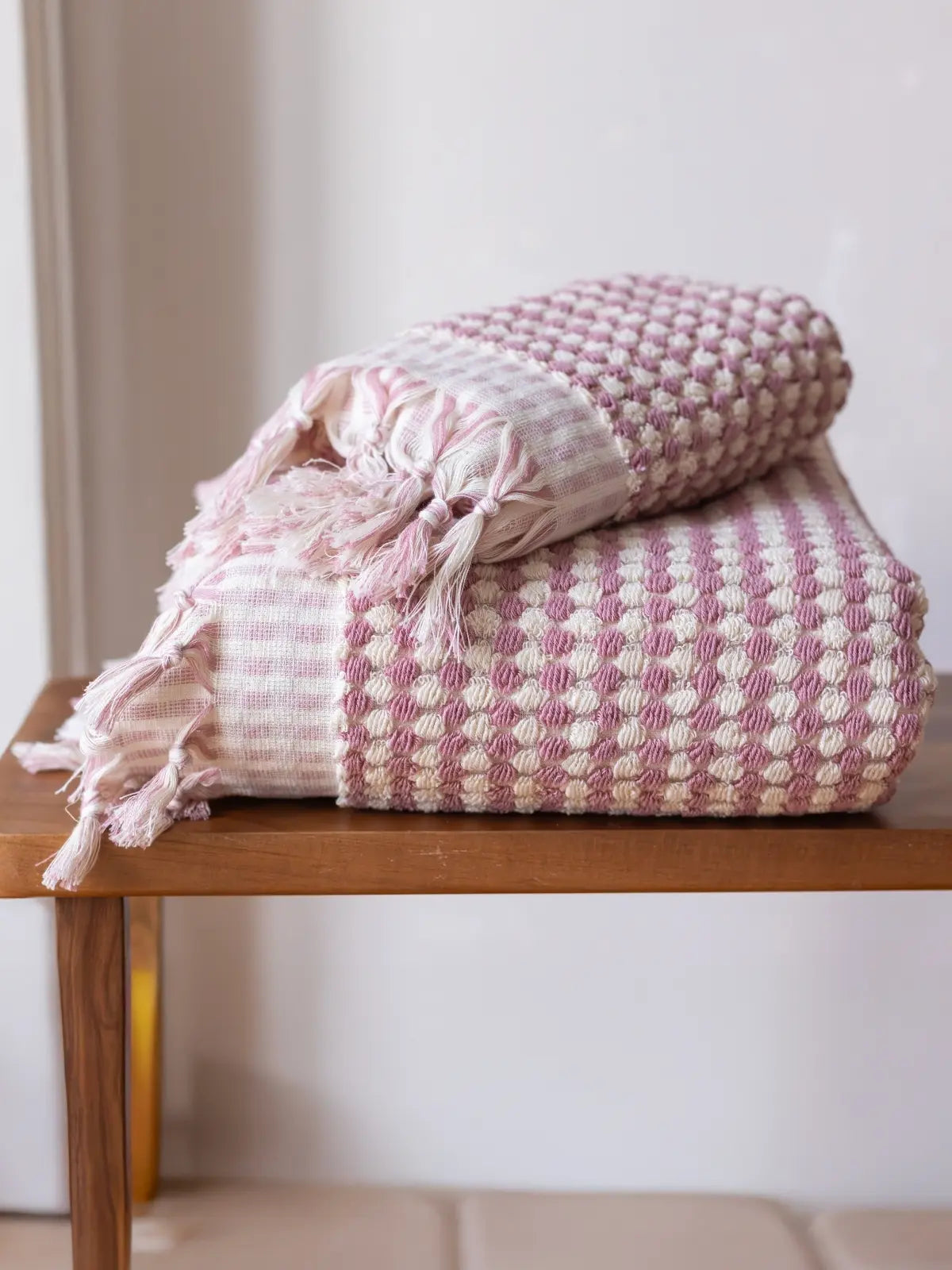 Pembe nohut bubble el havlusu 50x90 cm kabarcık doku