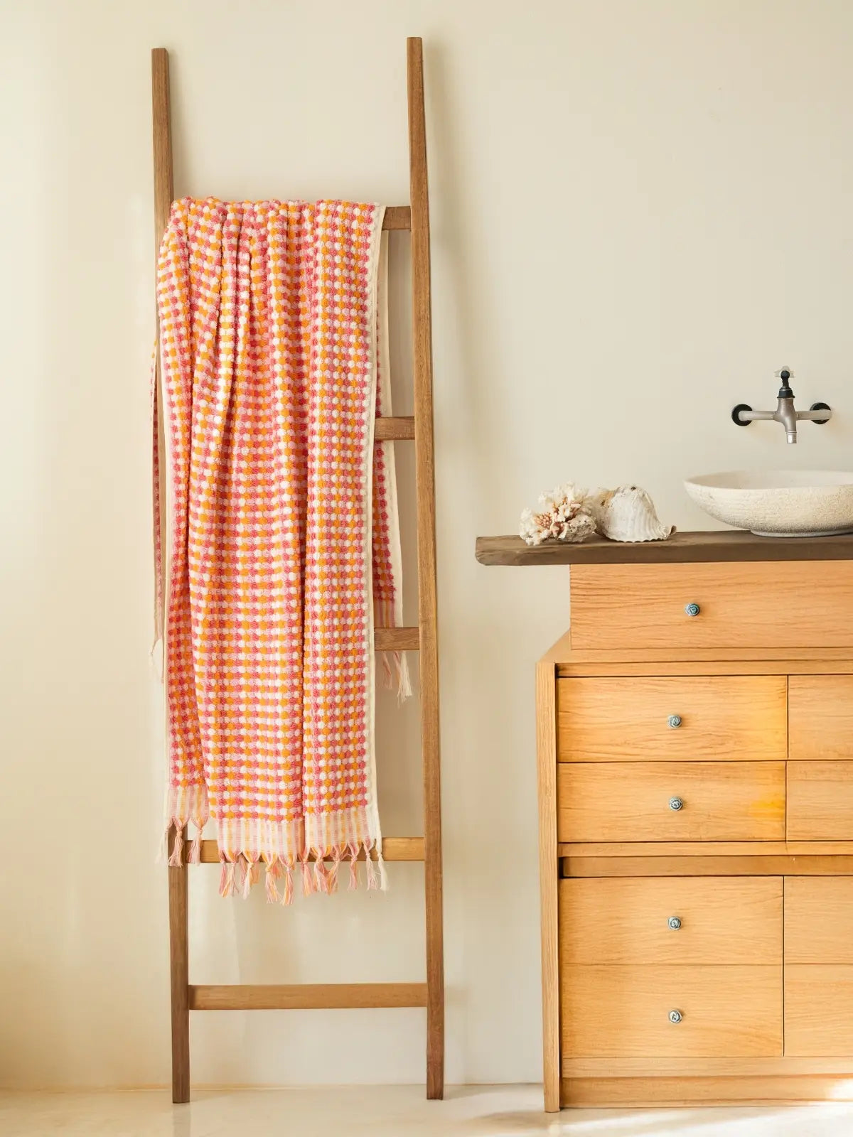 Turuncu pembe %100 pamuk nohut bubble banyo havlusu 90x180 cm