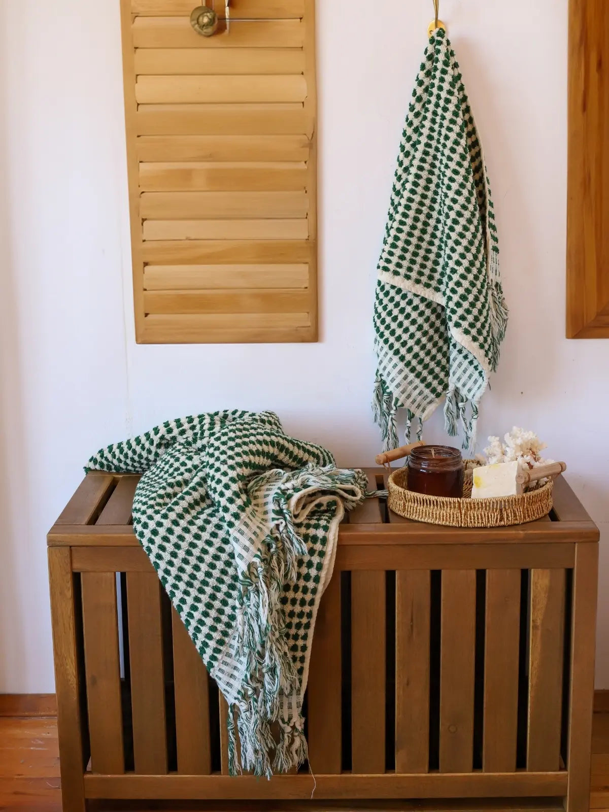 Yeşil bubble havlu seti el ve banyo havlusu birlikte