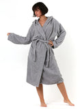 Antrasit gri %100 pamuk bukle havlu bornoz ön görünüm