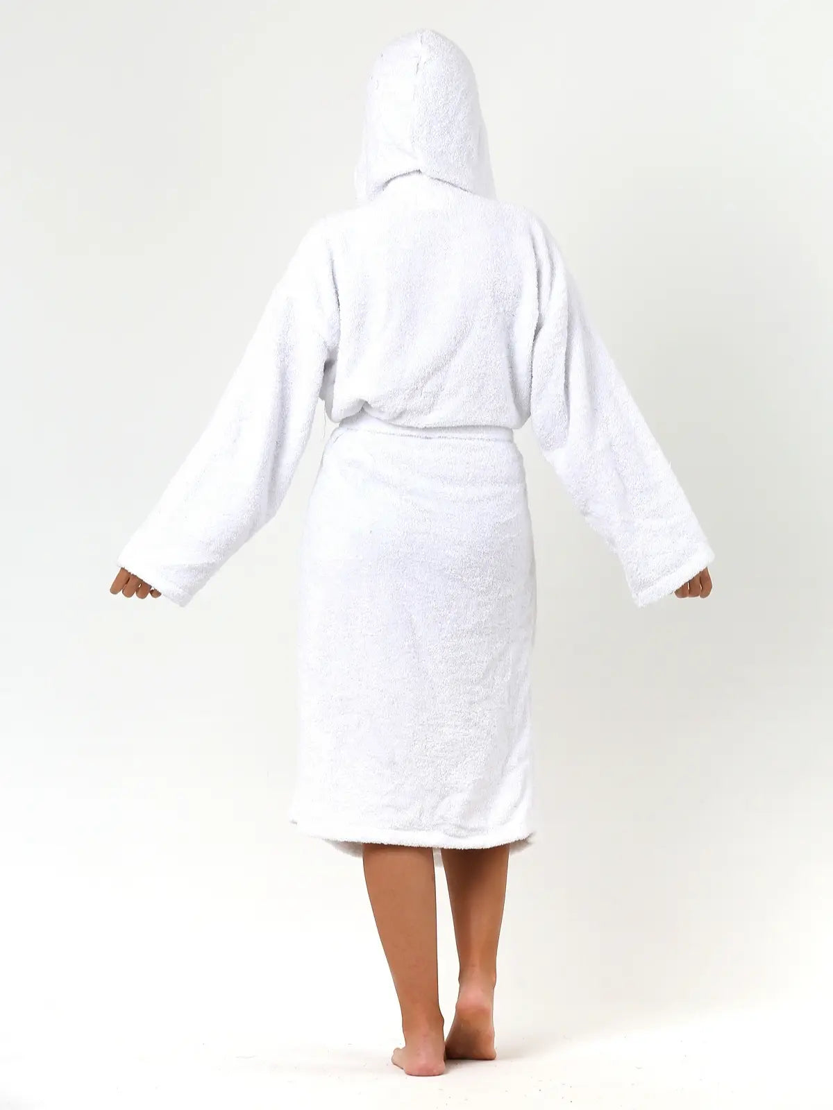 Beyaz %100 pamuk bukle havlu bornoz arka görünüm