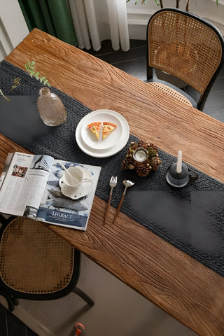 Antrasit File pamuk dantel runner 35x145 cm, masada çapraz üst açı – Denizli, VivaMaison