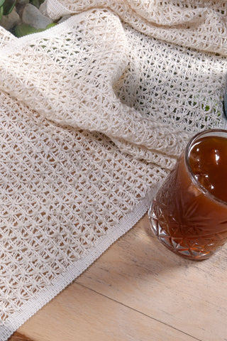 Krem Komple Dantel pamuk dantel runner 30x150 cm, dantel doku yakın çekim – Denizli, VivaMaison