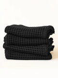 Siyah el havlusu 50x90 cm pamuk petek waffle