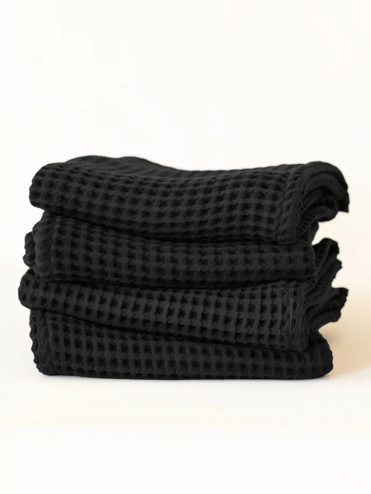 Siyah el havlusu 50x90 cm pamuk petek waffle