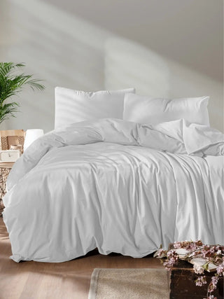 Beyaz stonewashed nevresim takımı, yaşam tarzı görseli – %100 pamuk, OEKO-TEX, VivaMaison
