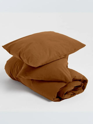 Camel stonewashed nevresim takımı, taş yıkama kumaş dokusu yakın çekim – %100 pamuk, OEKO-TEX, VivaMaison